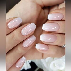Enchanted Evening Glossy Ombre Pink & White Press On Nail Set NEW 🏷️